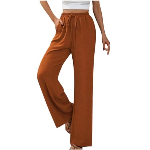 Yxzogd High-Waisted Loose Flowy Palazzo Pants for Women Summer Business Casual