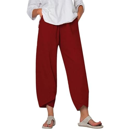 Elastic Waisted Comfortable Women's Crop Pants