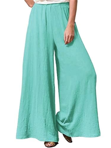 Hisanny Plus Size Wide Leg Linen Pants with Pockets L 5XL