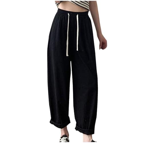 Yxzogd Flowy High-Waisted Wide Leg Cotton Linen Palazzo Pants