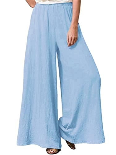 Hisanny Plus Size Wide Leg Linen Pants with Pockets L 5XL