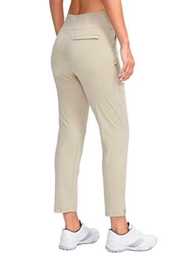YYV Women's Stretch High Waist Ankle Pants with Pockets for Golf & Casual Business Travel