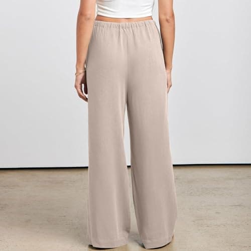 Yxzogd Women's High Waisted Flowy Palazzo Pants with Pockets