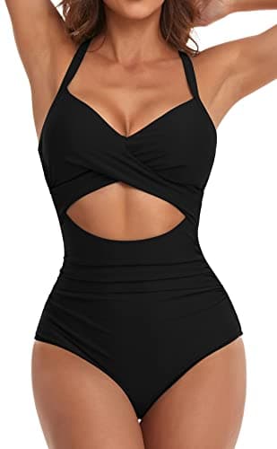 Women's Tummy Control One Piece Swimsuit with Cutout Detail