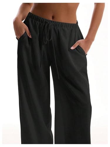 RoseSeek Women's Wide Leg Drawstring Beach Pants Cover Up Swimsuit
