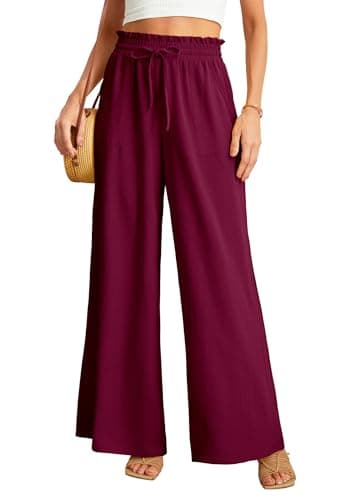 JINKESI Women's High-Waist Wide Leg Loose Pants with Adjustable Ties