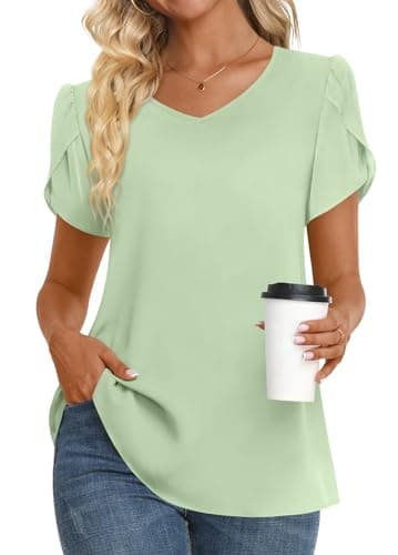 Womens Summer V Neck Chiffon Tunic Tops M-3XL