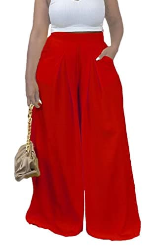 Miiyana Plus Size High Waisted Wide Leg Palazzo Trousers