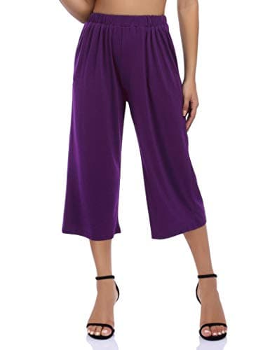 GlorySunshine Women's Elastic Waist Palazzo Pants with Pockets