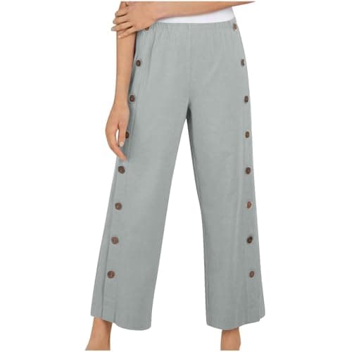 Yxzogd Women's High Waisted Wide Leg Cotton Linen Trousers