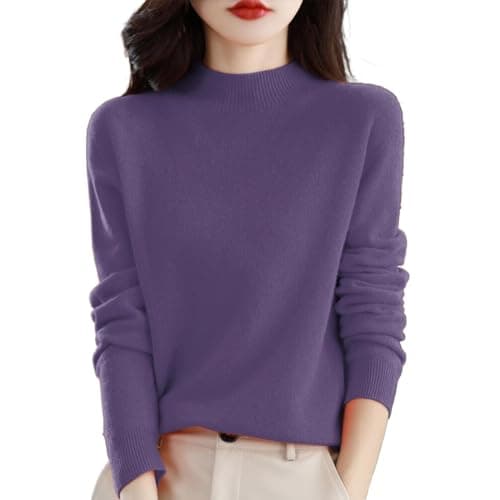 Trendy Women's Lightweight Cashmere Crew Neck Pullover