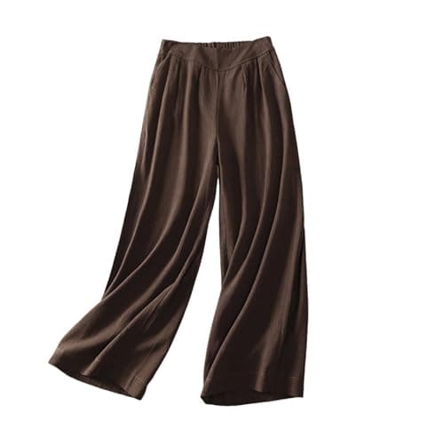 Yxzogd Women's High-Waisted Elastic Wide Leg Jogger Pants Summer Linen Yoga Lounge