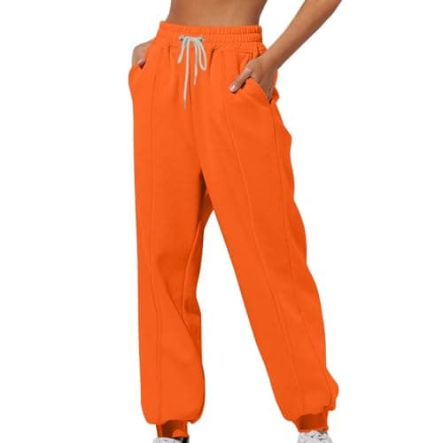 Womens High Waisted Cinch Bottom Fleece Sweatpants Casual Joggers