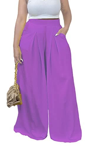 Miiyana Plus Size High Waisted Wide Leg Palazzo Trousers