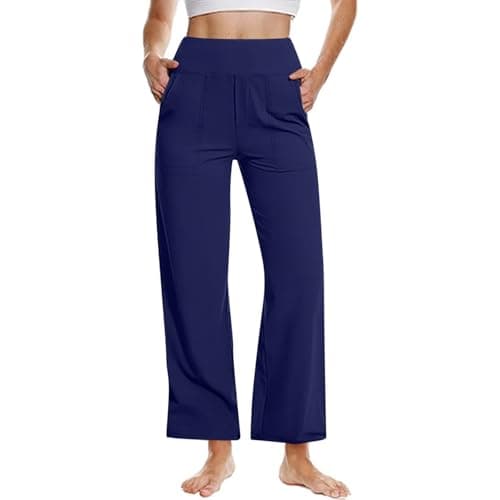 Yxyzogd Wide Leg High Waisted Yoga Pants for Women Tummy Control with Pockets