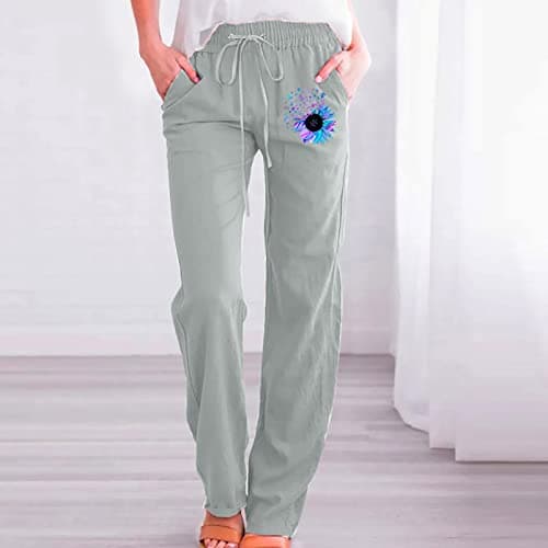 Floral Wide-Leg Pants for Women: High-Waisted, Comfortable Cotton-Linen Trousers