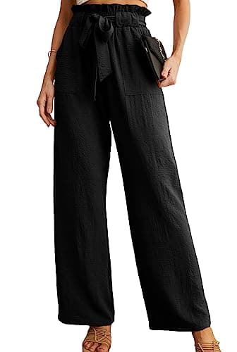 IWOLLENCE Women's High Waist Wide Leg Casual Pants with Pockets