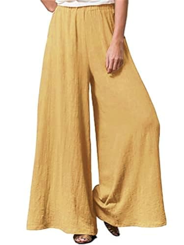 Hisanny Plus Size Wide Leg Linen Pants with Pockets L 5XL
