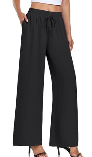 YVH Women's Casual Loose Fit Palazzo Pants with Pockets Elastic Waist