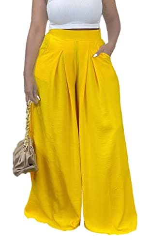 Miiyana Plus Size High Waisted Wide Leg Palazzo Trousers