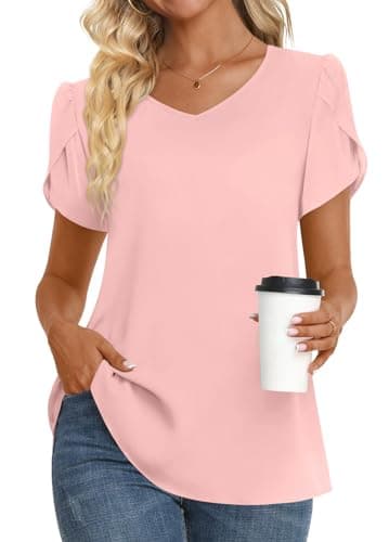 Womens Summer V Neck Chiffon Tunic Tops M-3XL