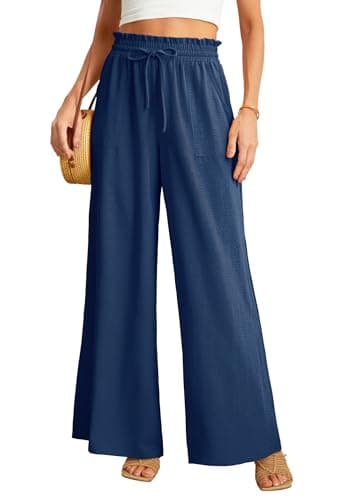 JINKESI Women's High-Waist Wide Leg Loose Pants with Adjustable Ties