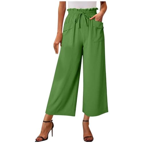 2024 Summer High-Waisted Wide Leg Linen Pant with Big Side Pockets