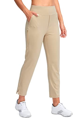 YYV Women's Stretch High Waist Ankle Pants with Pockets for Golf & Casual Business Travel