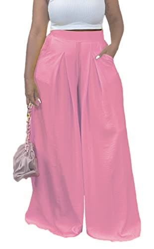 Miiyana Plus Size High Waisted Wide Leg Palazzo Trousers