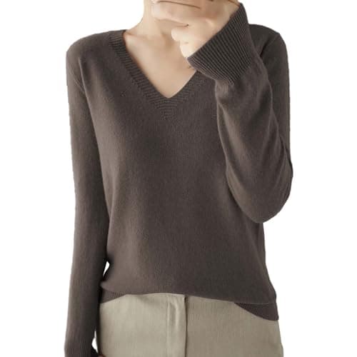Soft V-Neck Wool Blend Sweater for Women Fall Fashion Tops