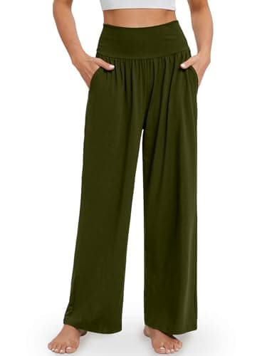 Gracyoga Wide Leg High Waisted Flowy Yoga Pants for Women
