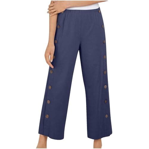 Yxzogd Women's High Waisted Wide Leg Cotton Linen Trousers