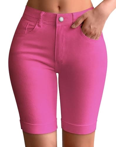 Rosswear Women's Mid Rise Stretch Denim Bermuda Shorts