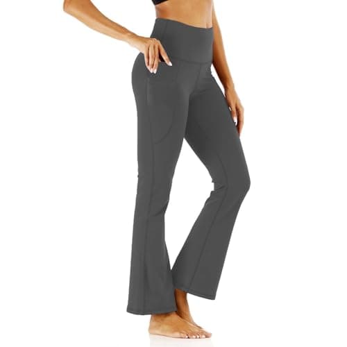 Women's High Waist Flare Yoga Pants with Pockets & Tummy Control