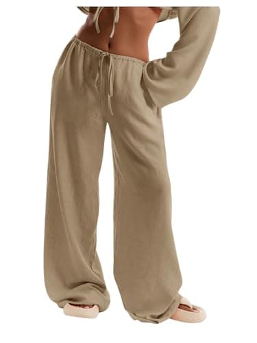 RoseSeek Women's Wide Leg Drawstring Beach Pants Cover Up Swimsuit