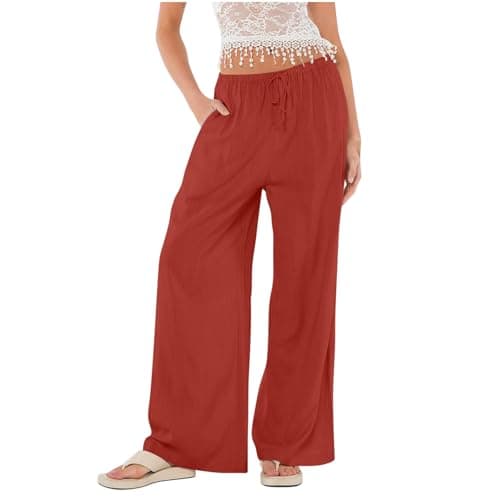 Elegant Women's Linen Palazzo Pants with Pockets
