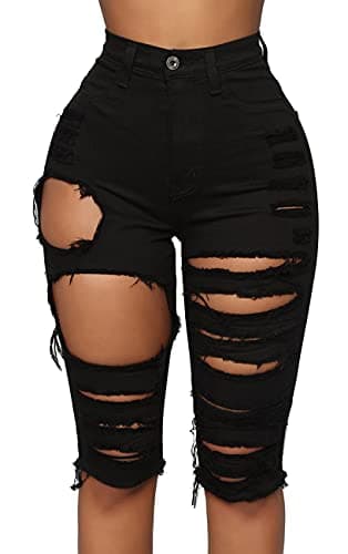 BestGirl Women's Mid Rise Ripped Denim Distressed Short Jeans