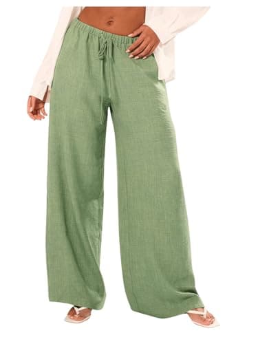 RoseSeek Women's Wide Leg Drawstring Beach Pants Cover Up Swimsuit