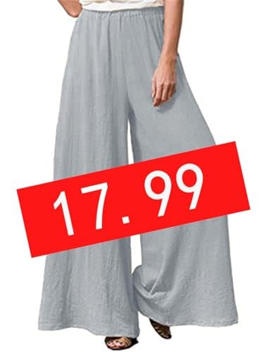 Hisanny Plus Size Wide Leg Linen Pants with Pockets L 5XL