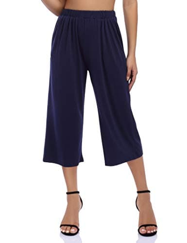 GlorySunshine Women's Elastic Waist Palazzo Pants with Pockets