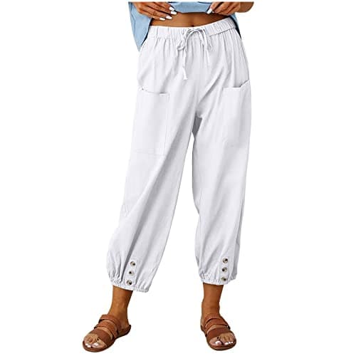 Itsame High Waist Cotton Linen Pants for Women