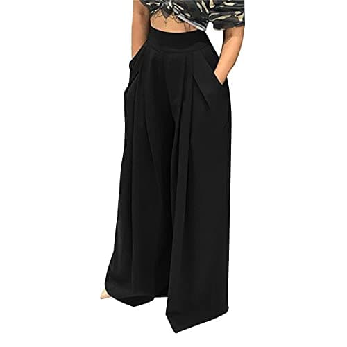 MESLIMA High-Waisted Wide Leg Stretch Palazzo Pants for Women