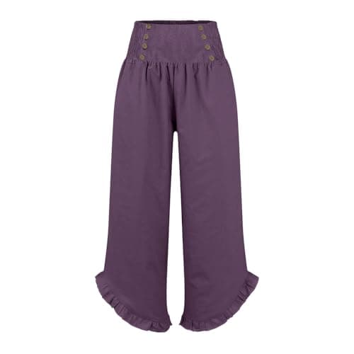 Oversize Smocked Waist Wide Leg Linen Boho Pant