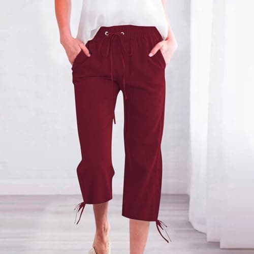 Summer 2024 High-Waisted Wide-Leg Capri Pants for Women
