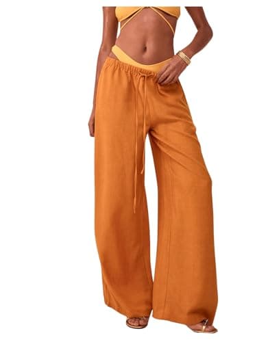 RoseSeek Women's Wide Leg Drawstring Beach Pants Cover Up Swimsuit