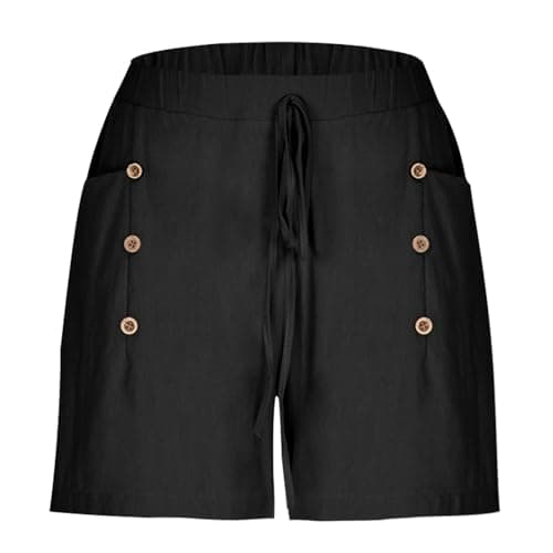 Sktremeuru Women's Casual Cotton Linen Bermuda Shorts with Pocket