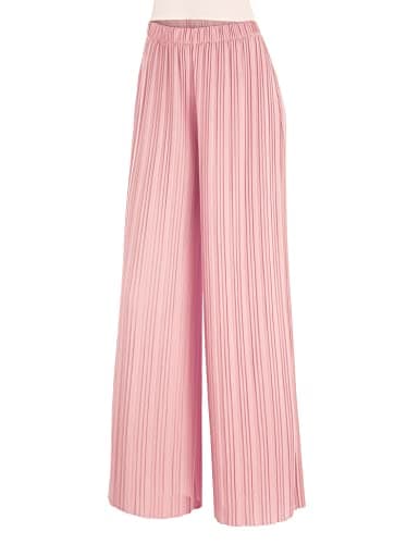 Johnny Women's Pleated Wide Leg Palazzo Pants with Drawstring