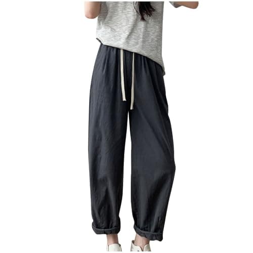 Yxzogd Flowy High-Waisted Wide Leg Cotton Linen Palazzo Pants