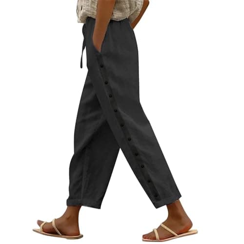 Boho Striped Linen Pants for Women Summer Casual Beach