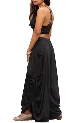 Thaluta Women's Palazzo Pants with Pockets Maxi Skirt